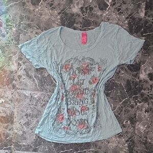 Just Ginger Sky Blue Floral Graphic Tee